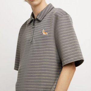 Maison Kitsune Zipped Polo in Navy